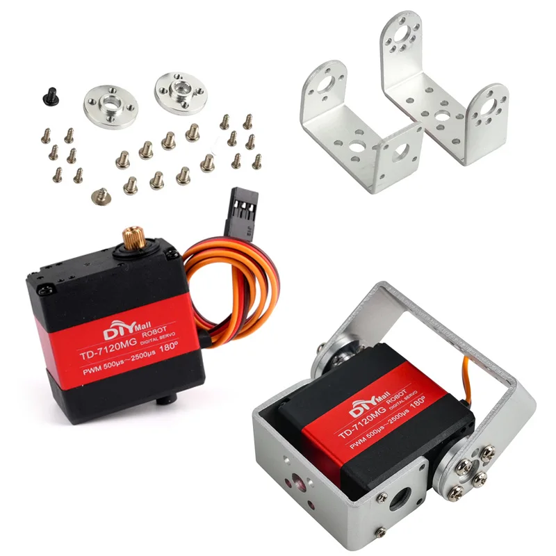 

Двухосевой TD-7120MG Металлический цифровой сервопривод 20 кг Двигатель с угольной щеткой 180 ° /270 ° Контролируемый угол с кронштейном для сервоприводов, детали радиоуправляемой модели