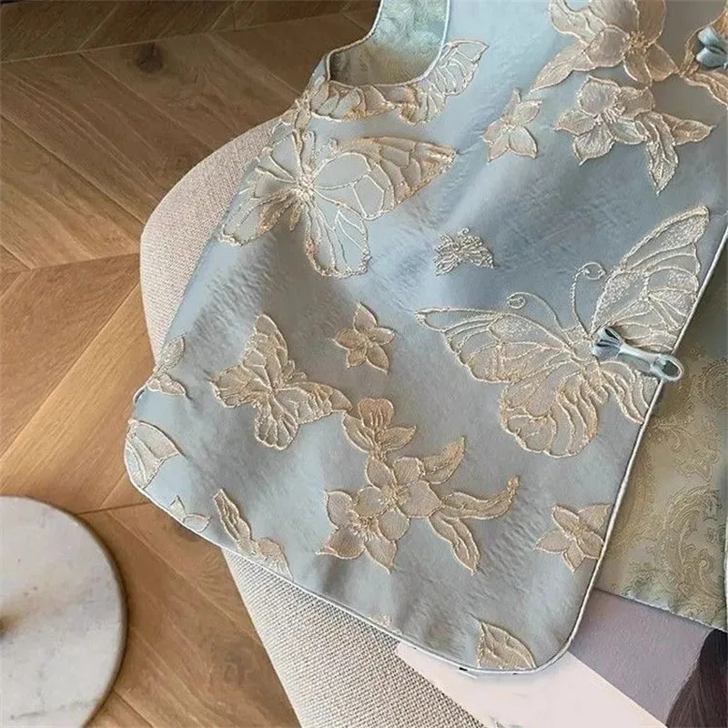 Butterfly Embroidery Sleeveless Jacket 3