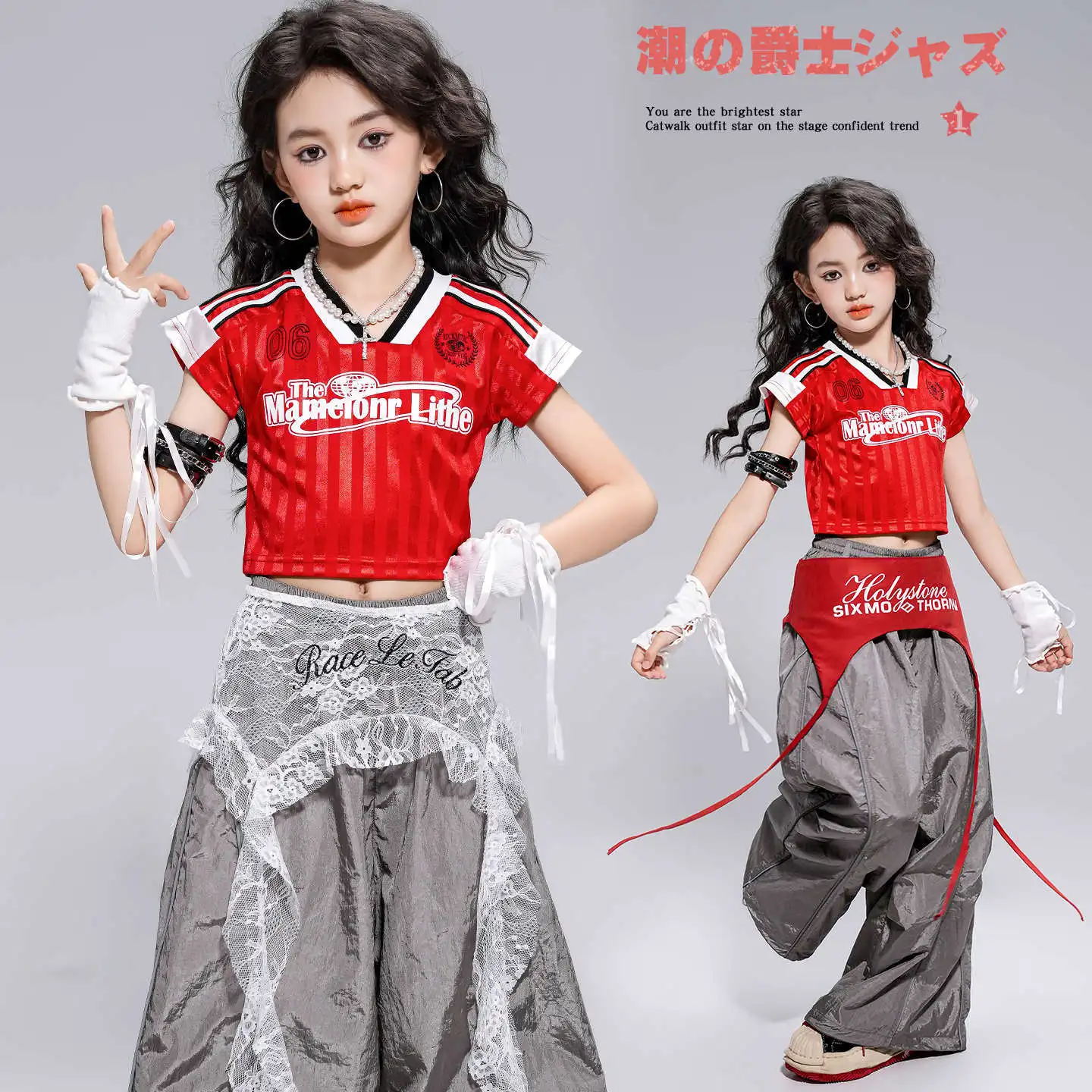 

Красные укороченные топы K-pop для девочек, спортивные штаны для бега, детская одежда в стиле хип-хоп, комплекты групповой одежды для девочек, детская уличная одежда, джазовые костюмы