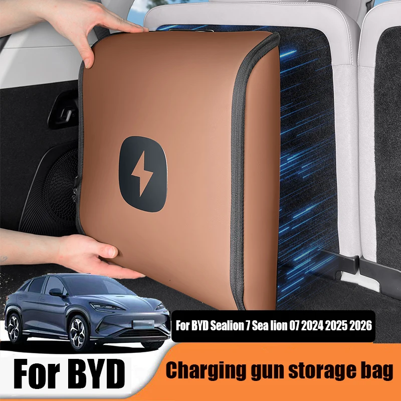 

Для BYD Sealion 7 Sea lion 07 EV 2024 2025 Автомобильная сумка для хранения пистолета для зарядки багажника, держатель кабеля для зарядки, сумка для хранения
