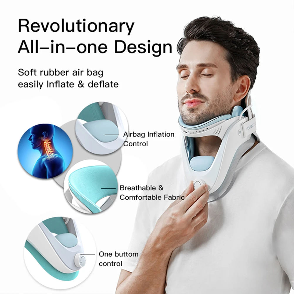 Cervical Neck Traction Device Adjustable with Airbag Support Gifts for Men/Women/Dad/Mom/Him/Her for Cervical Spine Alignment