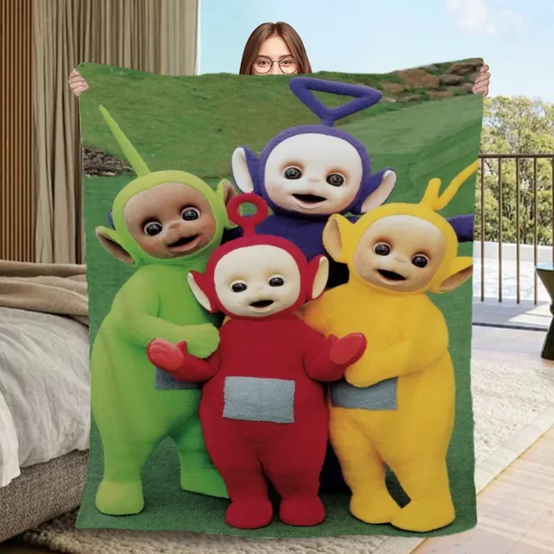Teletubbies Dipsy Tinky Winky Po Lala Figure Flannel Air Conditioning Blanket Sleeping Winter Thickening Blanket Sofa Decor Gift view 3
