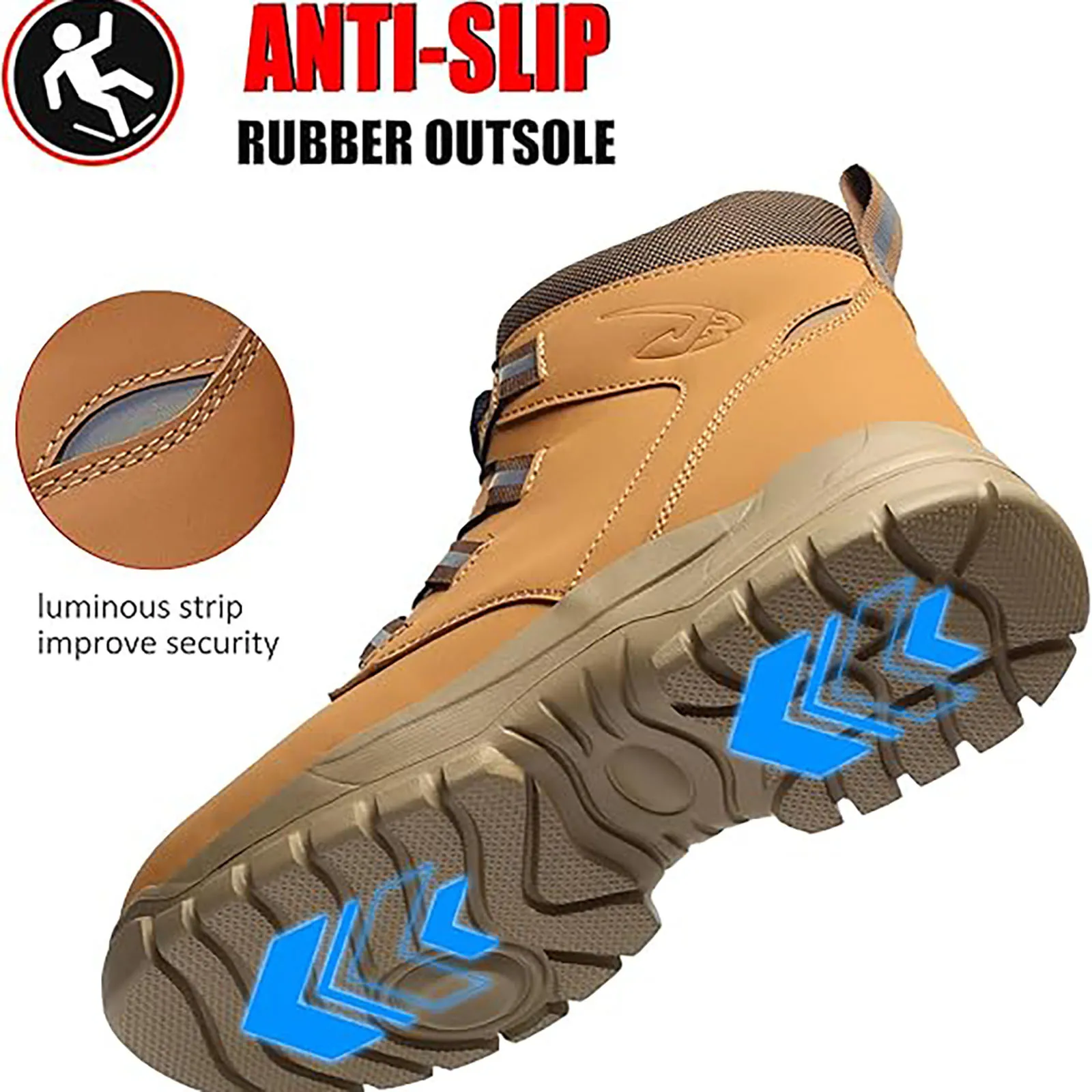 2024 Rotating Buttons Work Boots Men\'S Anti Puncture Labor Shoes Non-Slip Rubber Sole Steel Toe Safety Boots Waterproof Shoes