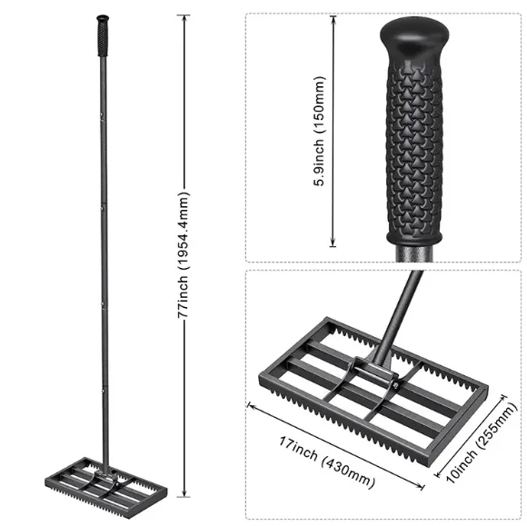 Detachable Garden Rake  Stainless Steel Lawn Leveling Tool And Deciduous
