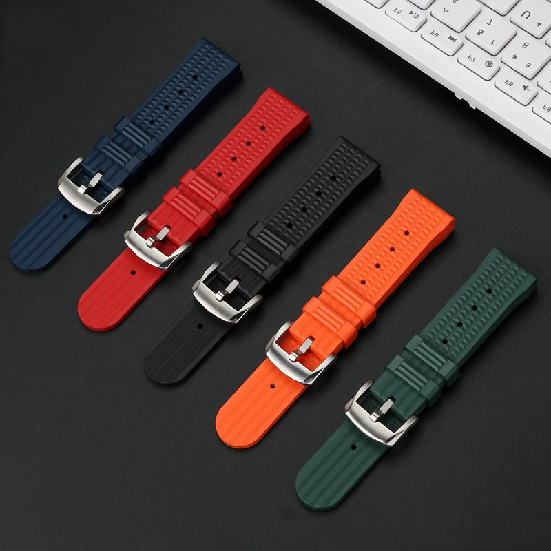 Soft waterproof rubber strap 22mm for Mido helmsman silicone strap TV M049.526 series needle buckle style strap