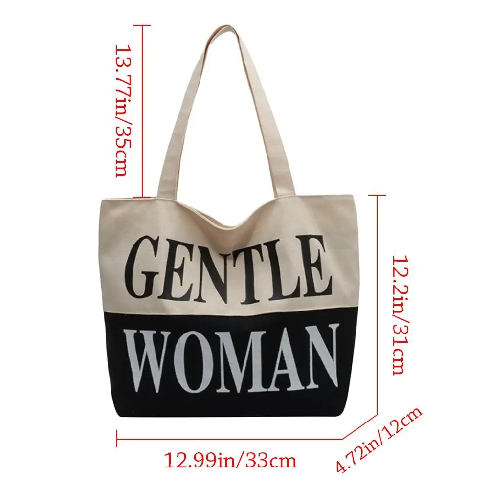 Trendy Gentle Women\'s Single Shoulder Canvas Bag Fashion Portable Reusable Shopping Bag Large Capacity Handbags