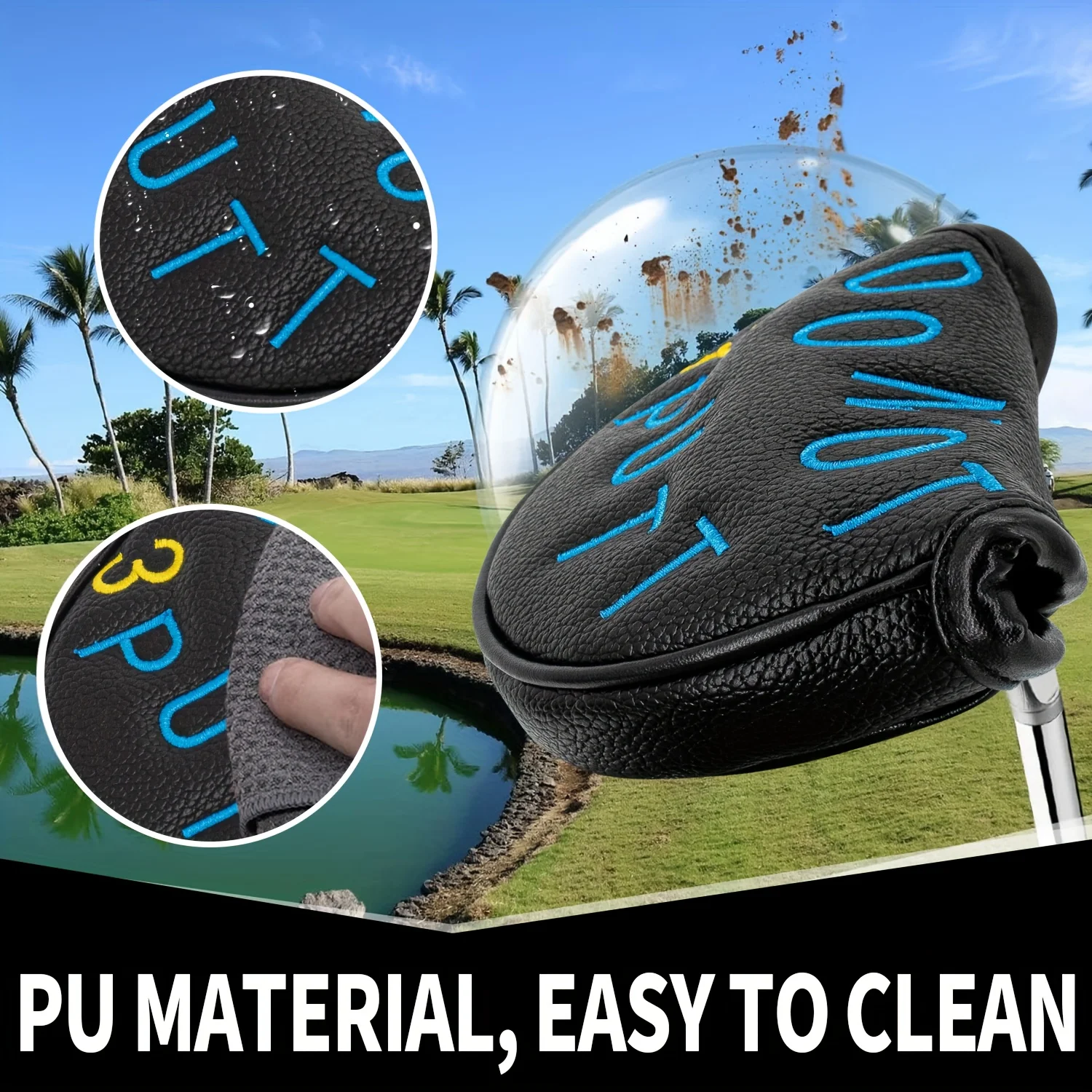Sleek Minimalist Golf Putter Head Cover - Durable Synthetic Protective Gear with 'DON'T PUTT' Design, White & Black image 6