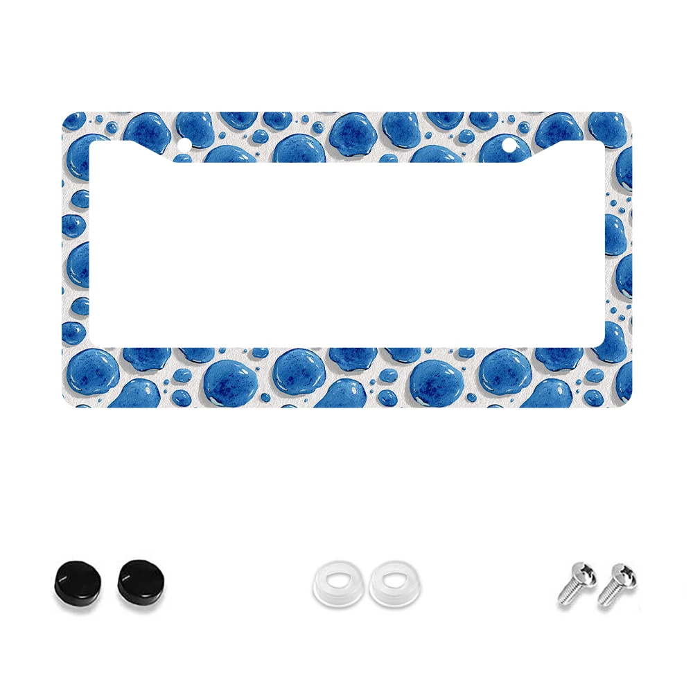 

1pc Blue Bubble Pattern 2-Hole License Plate Frame, Aluminum Material, 6x12 Inches with Screw Kit, Retro Novelty Car Decoration