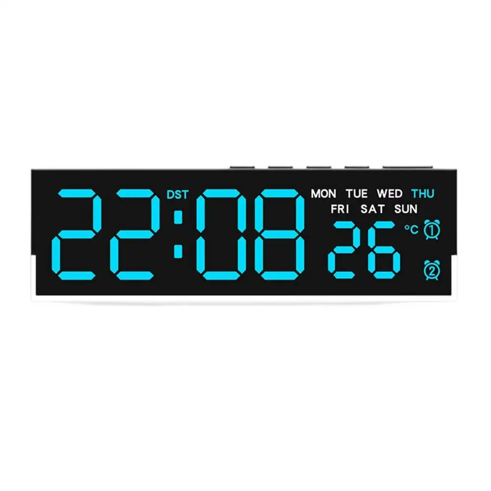 Multi Functional Digital LED Wall Clock with Time Date Temperature and Day Display and Alarm for Everyday Time Management