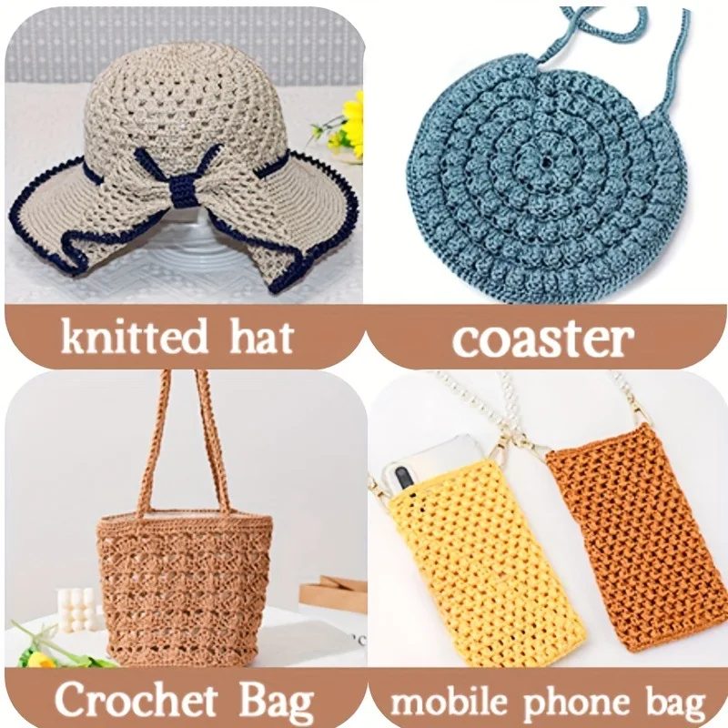200 Meter 3 Millimeter Sommer-Häkelgarn Eis-Seil-Garn für DIY-Strickarbeiten wie Taschen, Geldbörsen, Sonnenhüte, Schuhe, Kissen – Detail 5