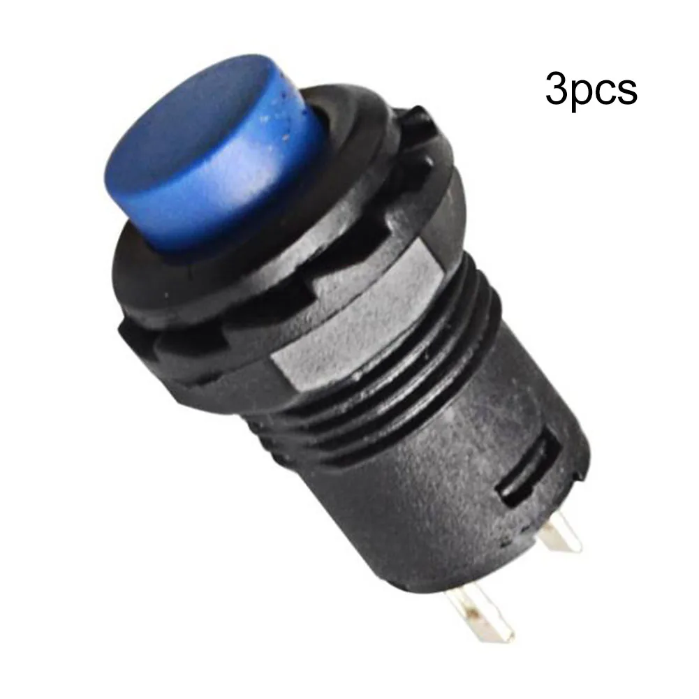 12v-250v Button Switch Latching Lock ON-OFF Push Button Round Self-locking Switch 12 Mm 2 Pins 3 Pcs Dash Boat