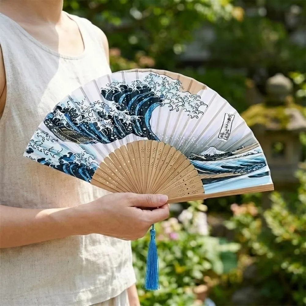 Bamboo Ribs Handheld Folding Fan Portable Foldable Decorative Bamboo Fan Lightweight Traditional Hand Fan Photography Props