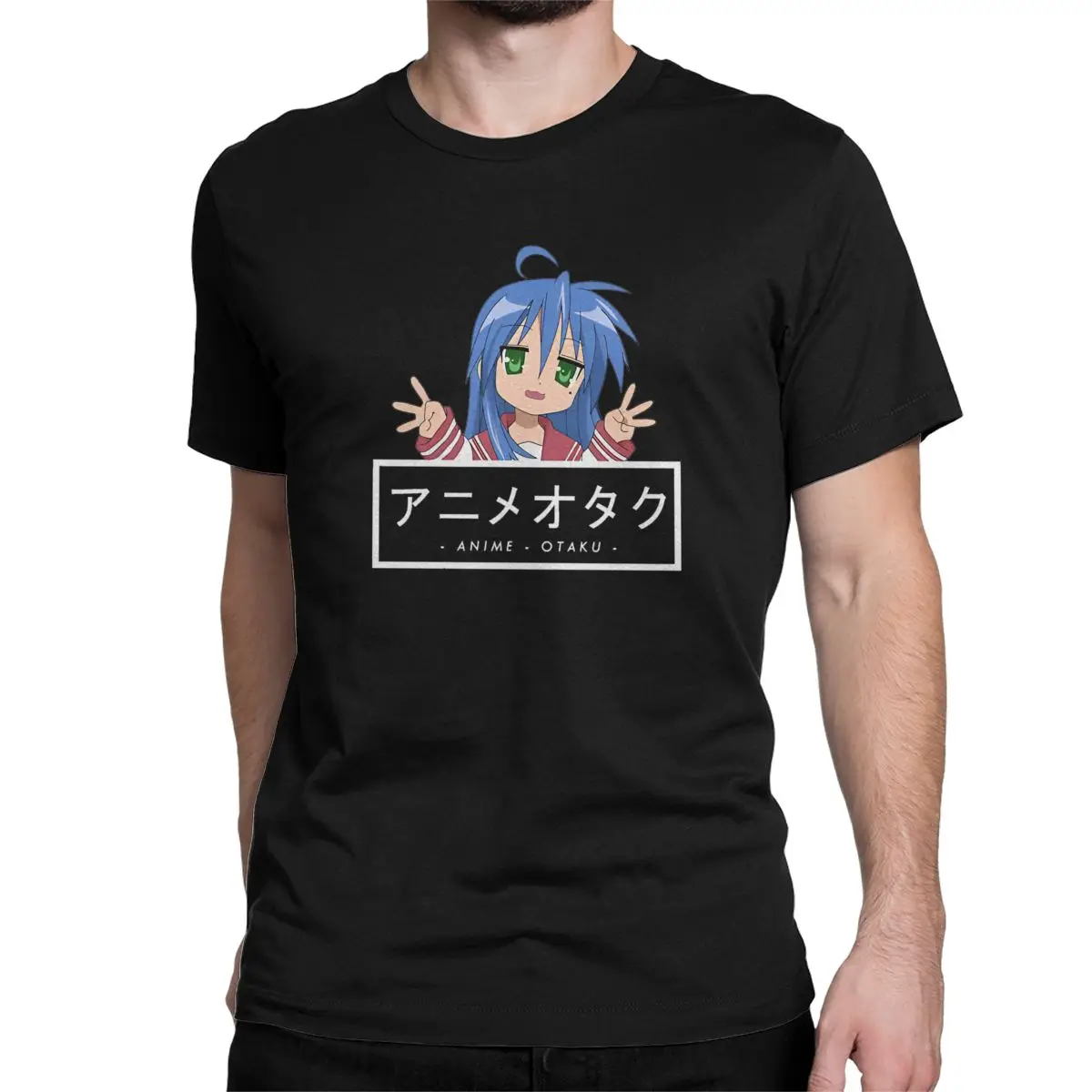 Men Otaku Konata Izumi Lucky Star T Shirts Anime Cartoon Cotton Clothing Fun Short Sleeve Crew Neck Tee Shirt Unique T-Shirts