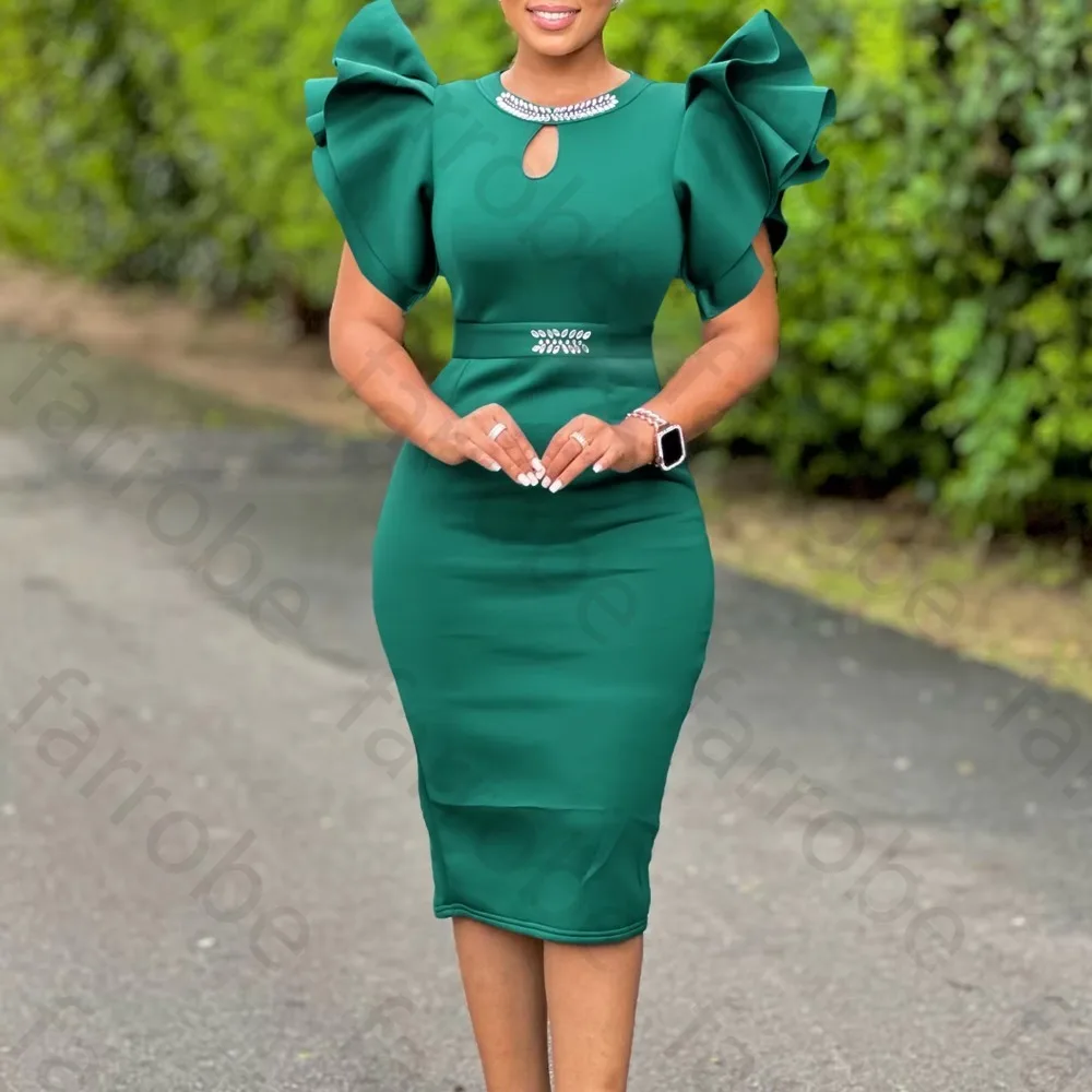 

Customized A-line Ruffle Short Sleeves Evening Dresses Elegant Celebrity Dress Exquisite High Quality Prom Party Gowns for Women