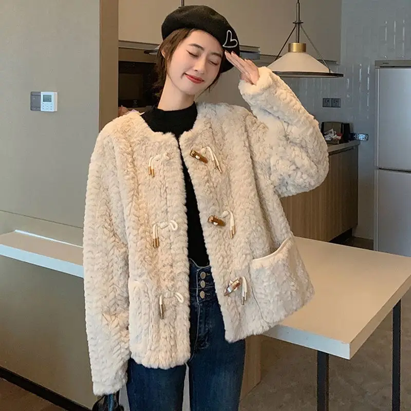 Faux Fur Neck Coat Coats Womens Outside Patchwork Straight Cashmere Cuffs Pockets Beige Evening Pure Leisure Comfy Fancy Peluche