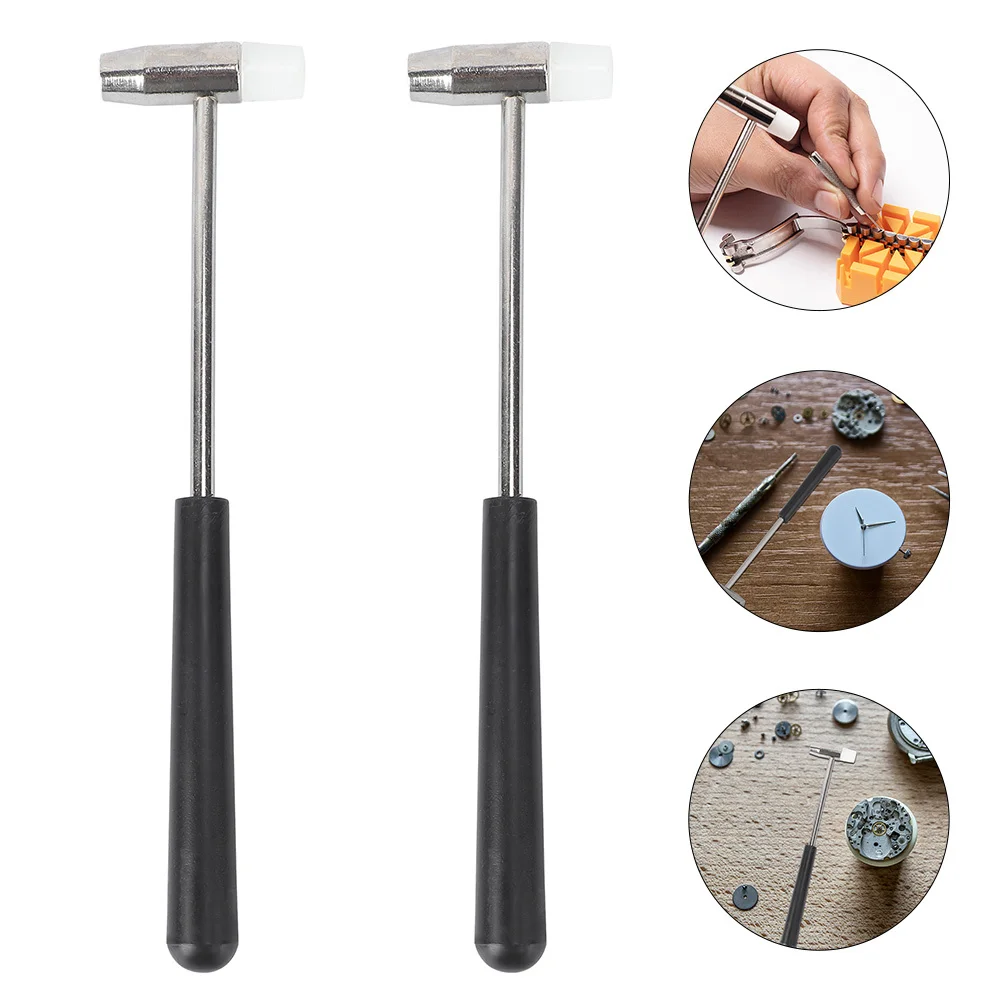 

2pcs Mini With Smooth Handle Strong Metal Repair Mini Head Dial Repair Part Watch Dial Watch Hammer Tool Hammer