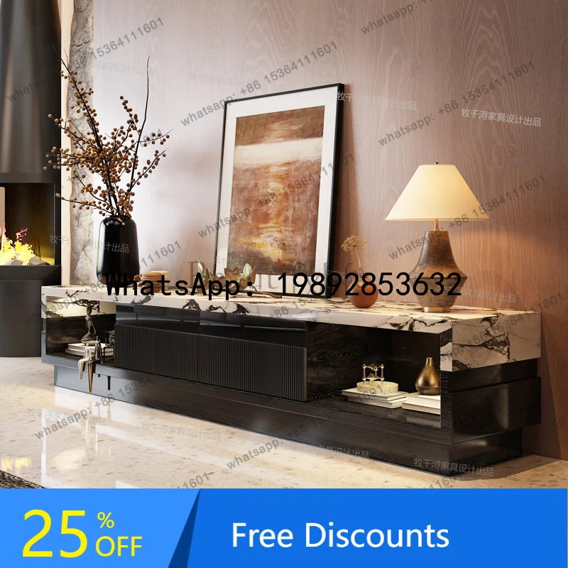 

HH Italian retro TV cabinet modern simple marble French floor cabinet