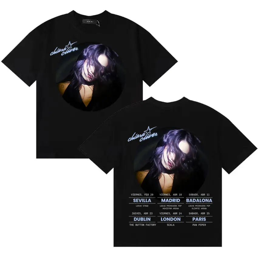 Rapper Chiara Oliver 2026 Tour Merch T Shirt Men Women Fashion Cotton Short Sleeve Tee Oversized Cozy High Street Tshirts Unisex