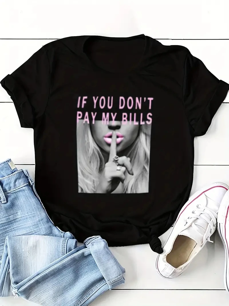 HAHAYULE If You Dont Pay Your Bills T-Shirt Women Retro Style Nostalgic Printed Tee Country Music Tee Shirt