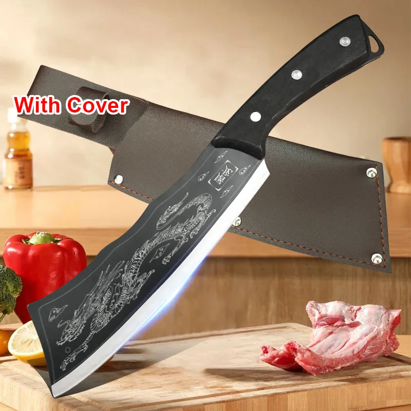 Heavy Knife Hand Forge Wood Handle Butcher Ultra-fast Chopping Bone Knife Chef Cleaver Meat Chopping Vegetable Utility Knife