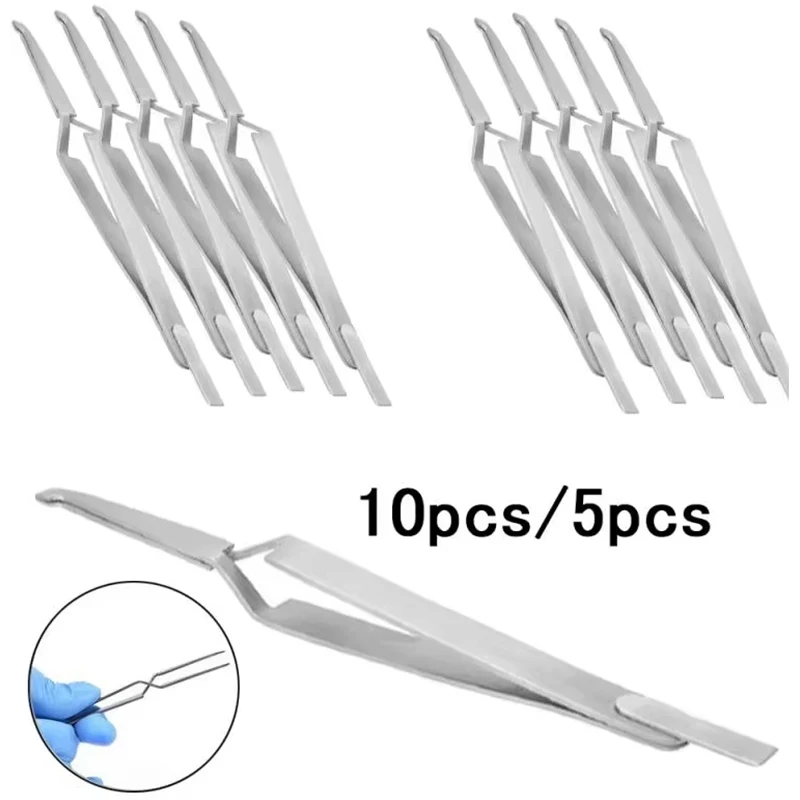 

5/10PCS Dental Bracket Tweezers Orthodontic Reverse Action Serrated Stainless Steel Tools Dentist Clinic Instruments