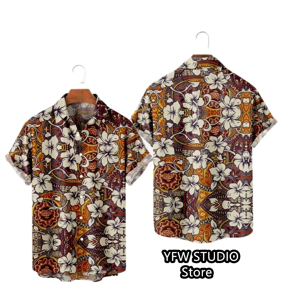 Hawaii Tropischer Stil Papageien-Druck Kurzarm Aloha-Hemden Kubanischer Stil Sommer Plus Size Lässige neue Herrenhemden – Detail 19