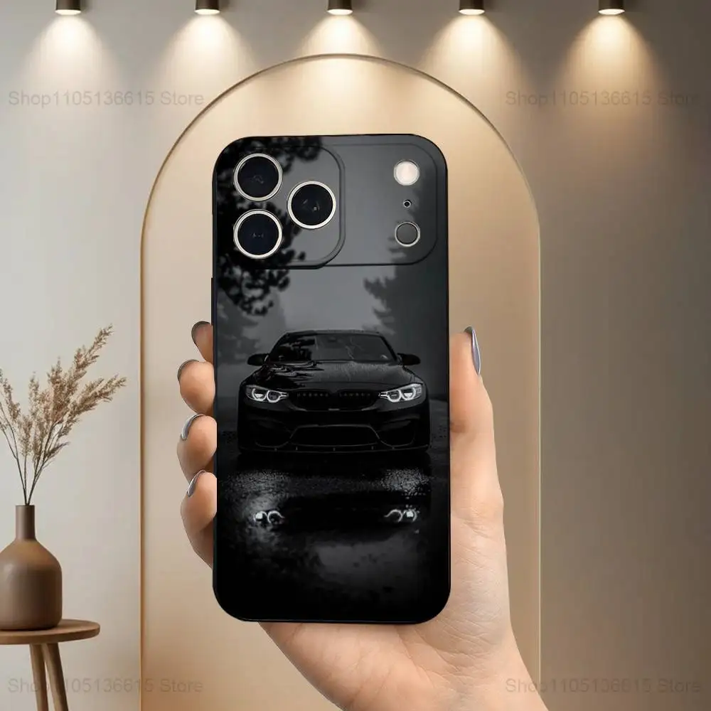 حافظة هاتف سيارة رياضية رائعة B-Bmw-ES لهاتف آيفون 17,16,15,14,13,12,11 Plus,Pro Max,XS,X,XR,SE,Mini,8,7,غطاء أسود من السيليكون الناعم