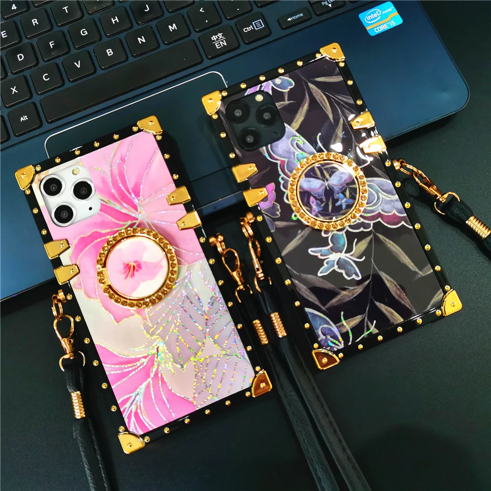 

Luxury Glitter Flower Butterfly Women Crossbody Lanyard Phone Case for Redmi Note 14 pro 12 13 pro 13C 14C 10 12C 11 POCO X6