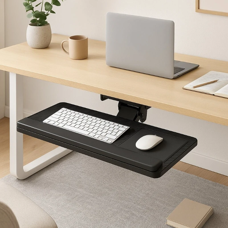 

Ergonomic Keyboard Stand with Sliding Drawer Mouse Tray Desk Extension Rotating Support Arm for Home Office Computer Desk