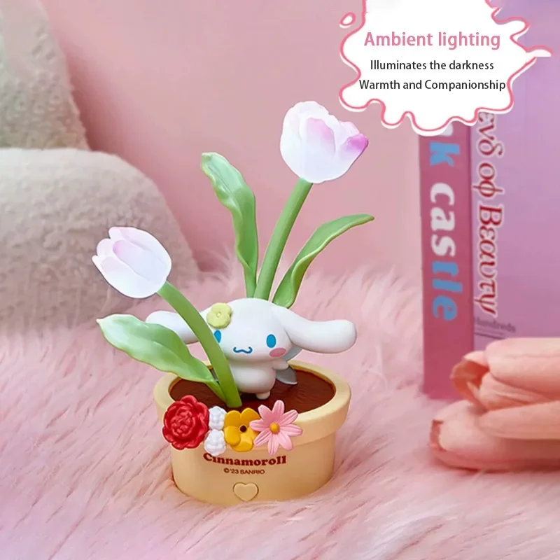 MINISO Sanrio Flower Fairy Series Kuromi Melody Cinnamon Dog LED Night Light Sleeping Lights camera da letto luce ambientale originale stock