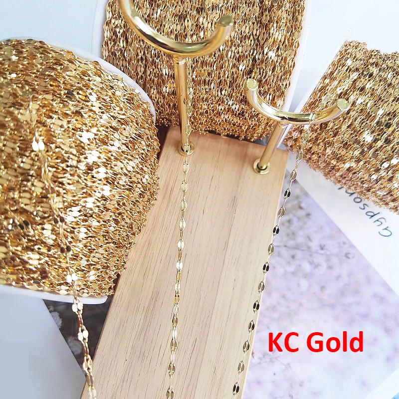 2Meters Gold Stainless Steel Lips Chains for Necklace Choker Bracelet Jewelry Making DIY Components Chain Accessories No Fade