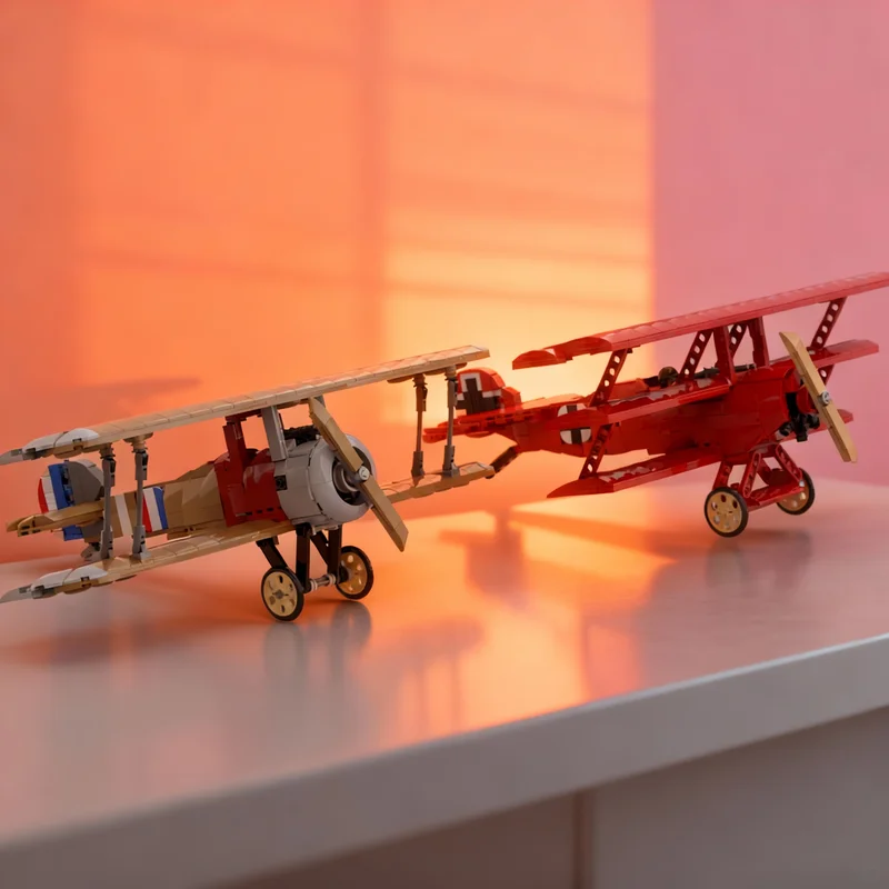 

1201pcs MOC Fokker DR 1 Sopwith F1 Camel Creator Model Building Blocks Creative Gift DIY Display Decor Adult Premium Kids Desk