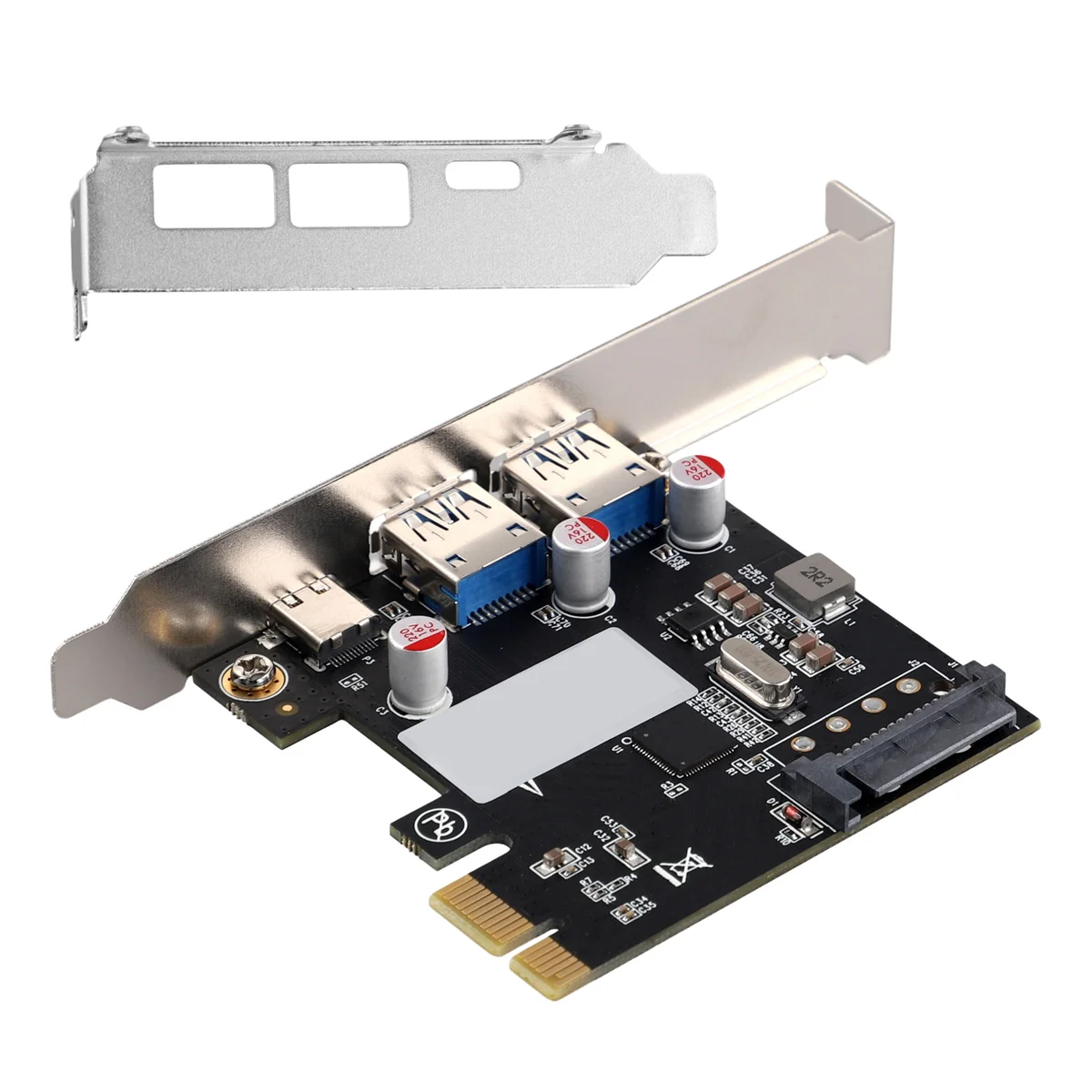 

Expansion Card Desktop Graphics Card PCI-E1x to USB3.1 Type-C Card USB3.0 A Adapter Card Forward and Reverse Insertion