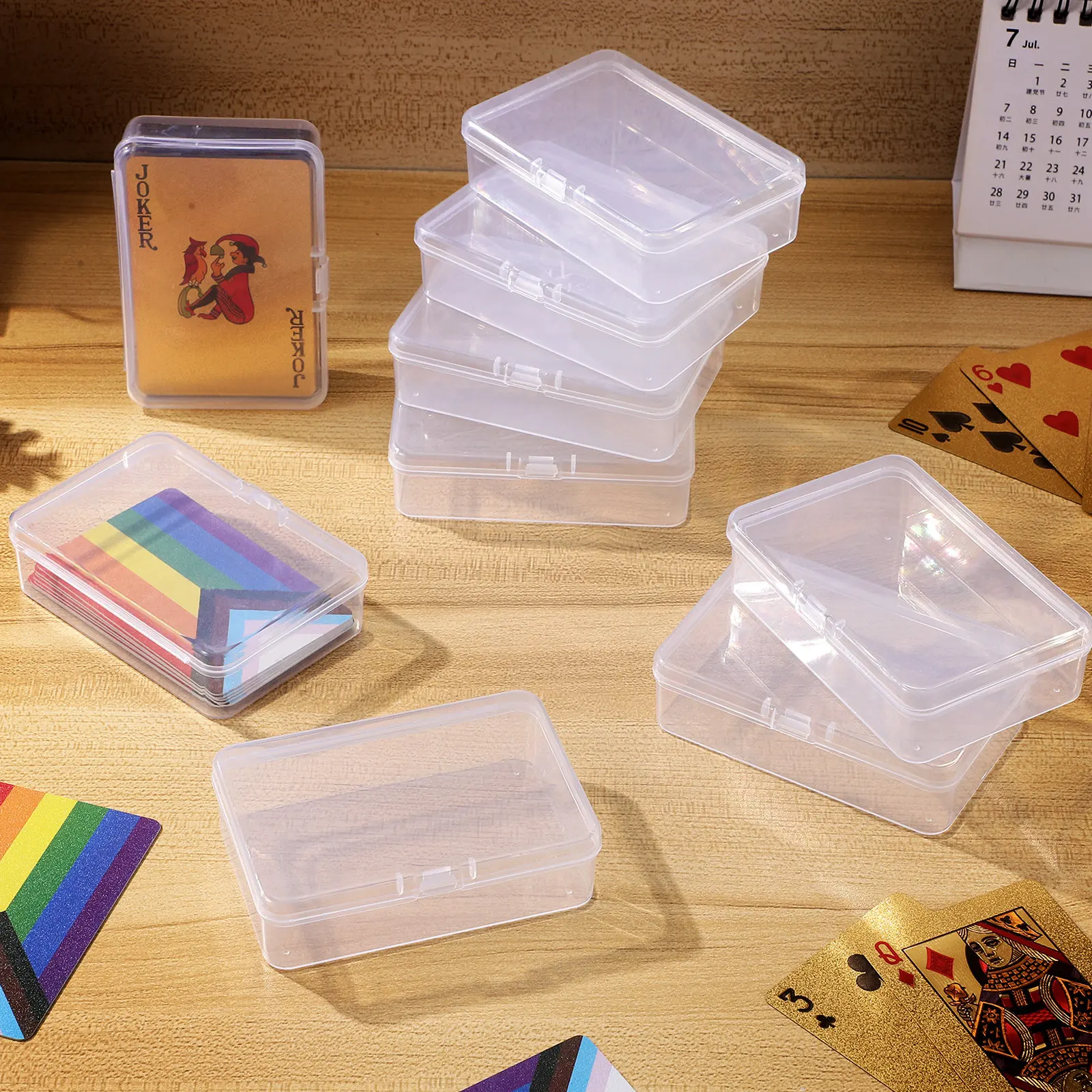 12Pcs Long Rectangular Clear Storage Boxes Small Organizer Cases for Trading Cards Business Cards Parts Organizer