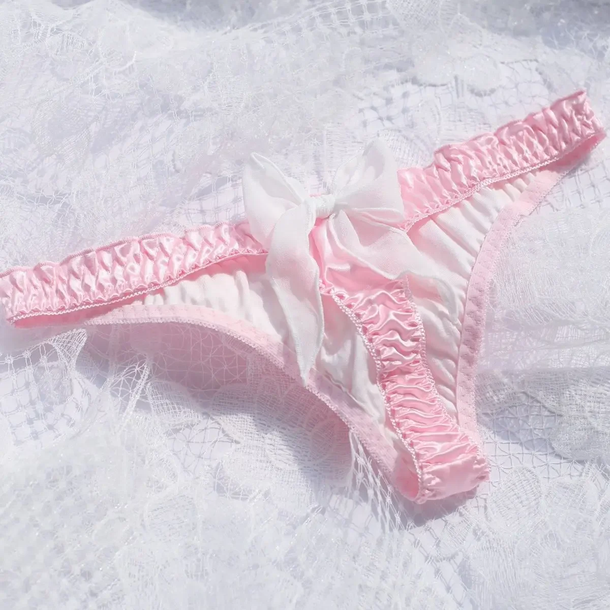 Women  Sexy T-briefs Pink Bowtie Harajuku GF Dolls Gifts Live Show Private Party Costumes