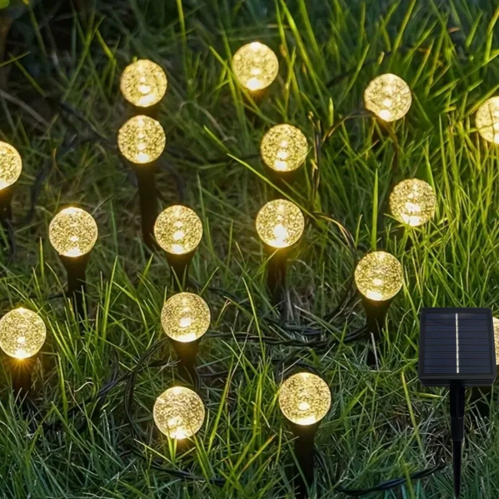 

1PC5M10LED/8M20LED outdoor waterproof solar bubble ball ground plug light,with 8 lighting modes,used for lawn,garden decoration