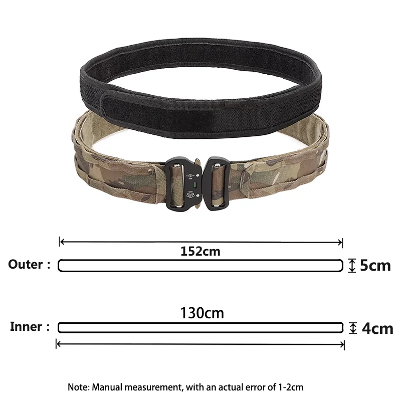 Tactical 2 Inch Combat Belt Quick Release Buckle MOLLE Hunting Outdoor Sports Mens Belt Durable Two-in-One