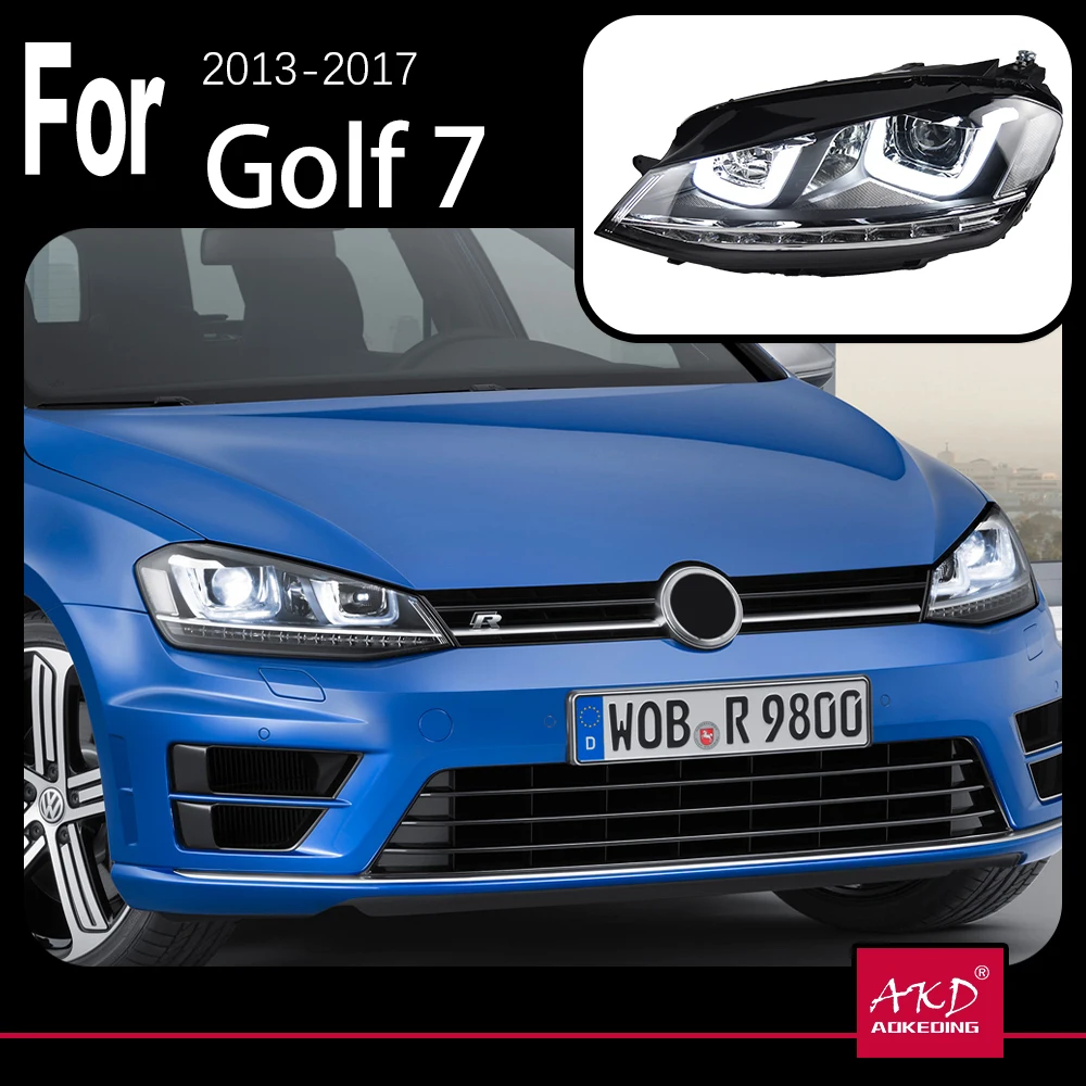 AKD Car Model Parts For VW Golk7 Golf 7 MK7 2013-2017 GTI Head lamps LED or Xenon Headlight LED Dual Projector FACELIFT