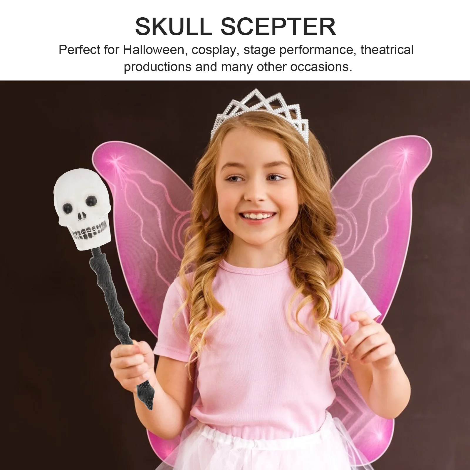

Creative Skull Scepter Costume Accessory Halloween Cosplay Dress Performance Prop Kids Adults Durable Plastic Scepter