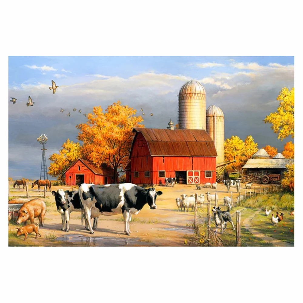 2022 new diamond painting dairy farm diy handmade point drilling full diamond inlaid embroidery craft painting decoration