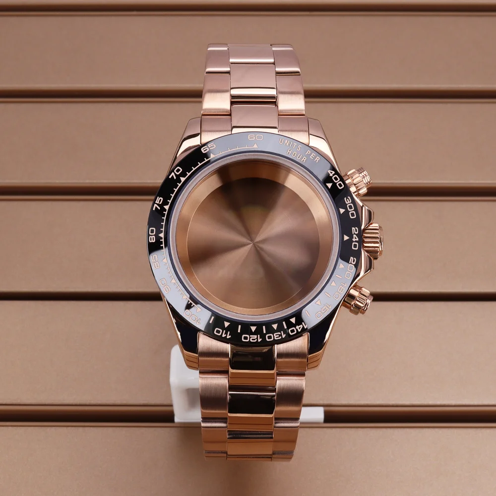 

VK63 39mm Women's Luxury Watch Case Stainless Steel Sapphire Glass For VK63 Quartz Movement Slide Buckle Strap Repair Accessory