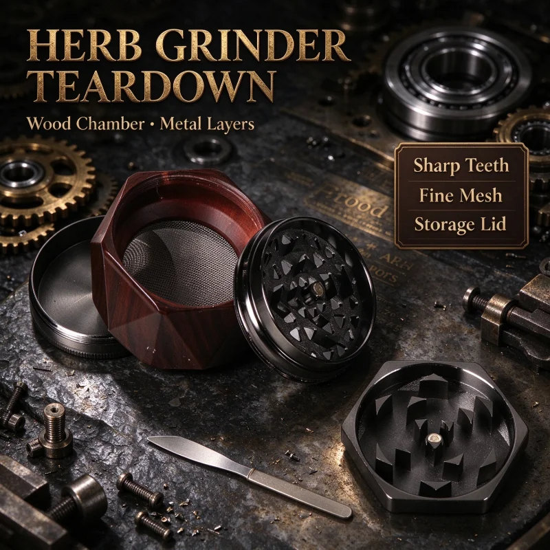 Diamond-Shaped 4-Layer Manual Herb Grinder, 70mm Zinc Alloy Tobacco Grinder Portable Smoking Accessory for Smokers Gift