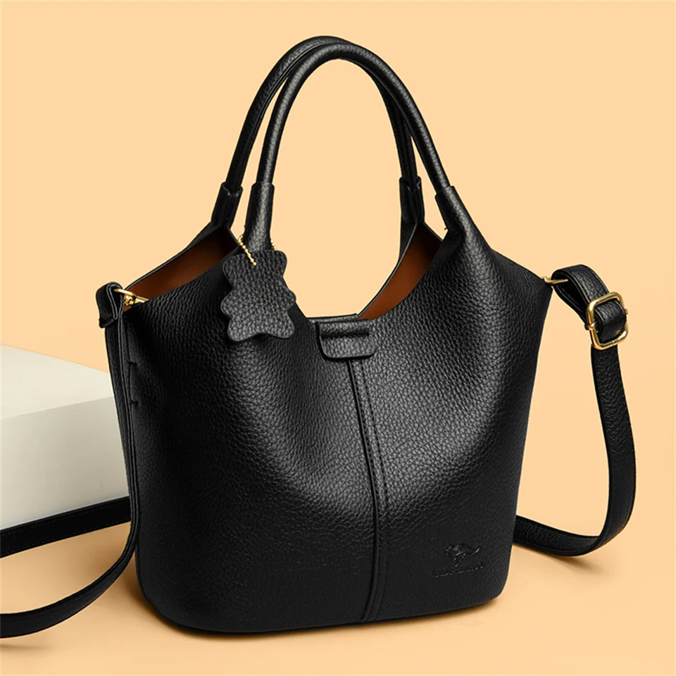 Soft Leather Handbags for Women Vintage Shoulder Bag Luxury Designer Ladies Large Capacity Bags Sac A Main