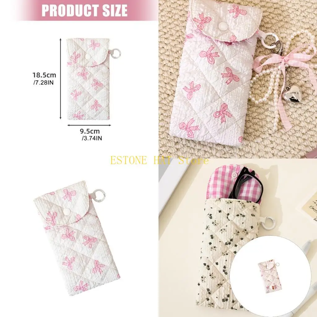 49MF Stylish Printed Eyeglass For Glasses And Small Items Practical Polyester Fabric Sunglasses Case With Closure