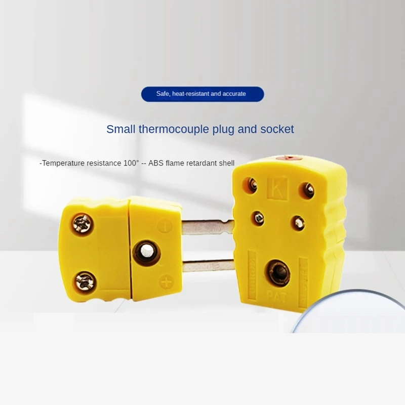 K Tipo Masculino e Feminino Termopar Plug Adapter Set, Kit de Conector do Sensor de Alta Temperatura, 100 ° C, 212 ° F, 2 Pares