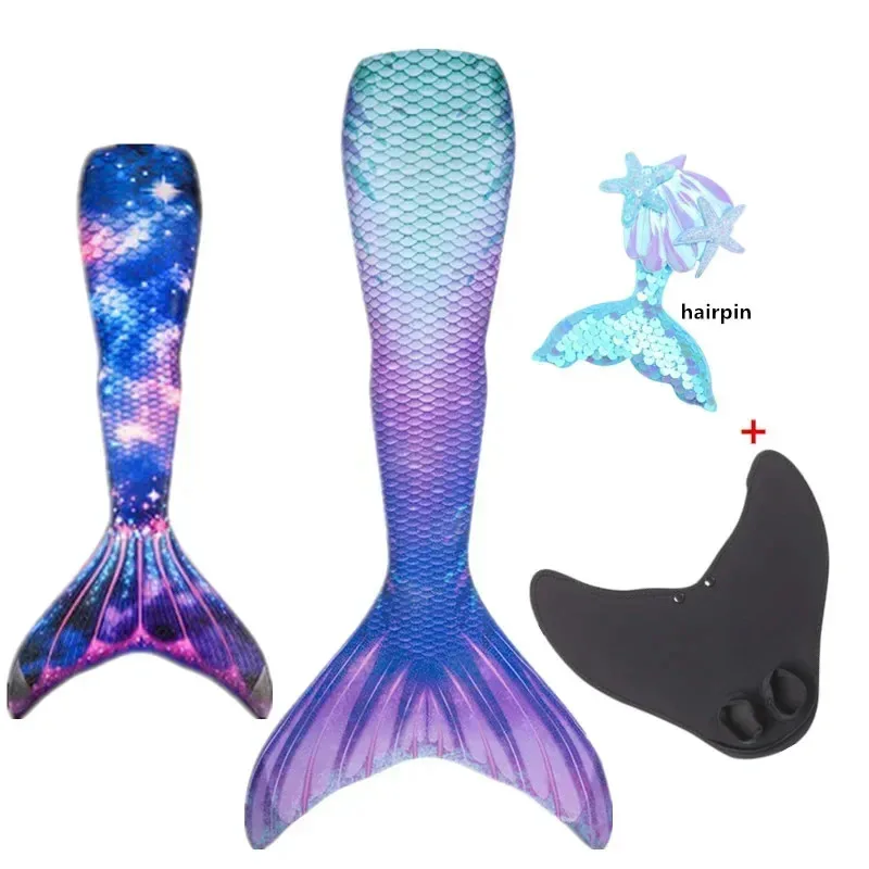 Girls Little Mermaid Tails Can Add Monofin Swimming Tail For Kids Adults Summer Dress Swimmable Suit Mermaid Costume