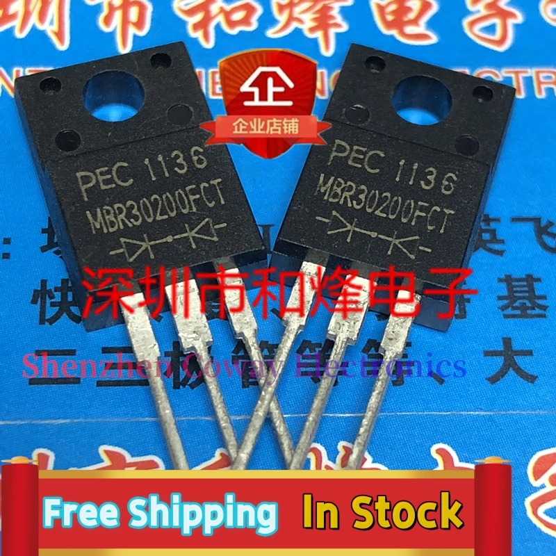 10PCS-30PCS  MBR30200FCT  TO-220F 200V 30A      In Stock Fast Shipping