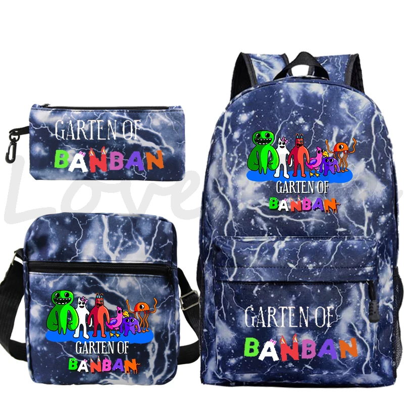 Garten de Banban Mochila para Meninos e Meninas, Bolsa de Ombro, Pen Bag, Schoolbag, Cartoon Bookbag, Mochila de Viagem, Sacos Desportivos, Estudantes, 3pcs por conjunto