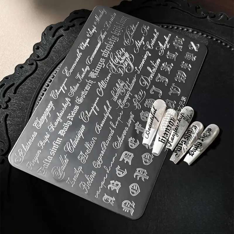 Plaques de tamponnage pour nail art, modèles style écriture manuscrite, résistantes aux rayures, outils de manucure DIY pour usage quotidien à domicile