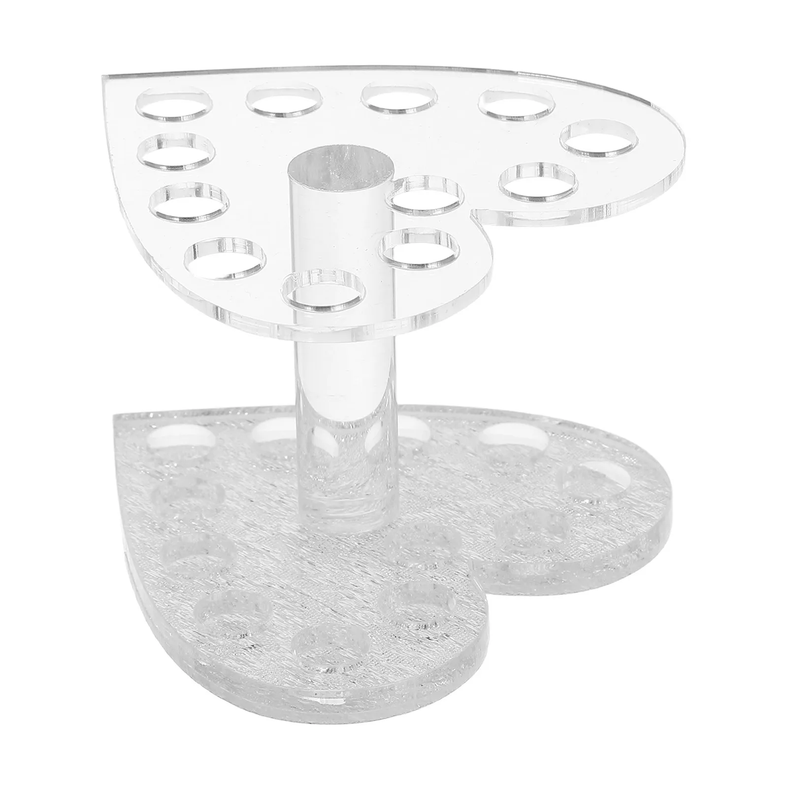 1개 하트 모양 아트 펜 홀더 실버 투명 휴대용 내구성 스탠드 네일 브러쉬 UV 젤 도구 정리함 네일 아트 디자인